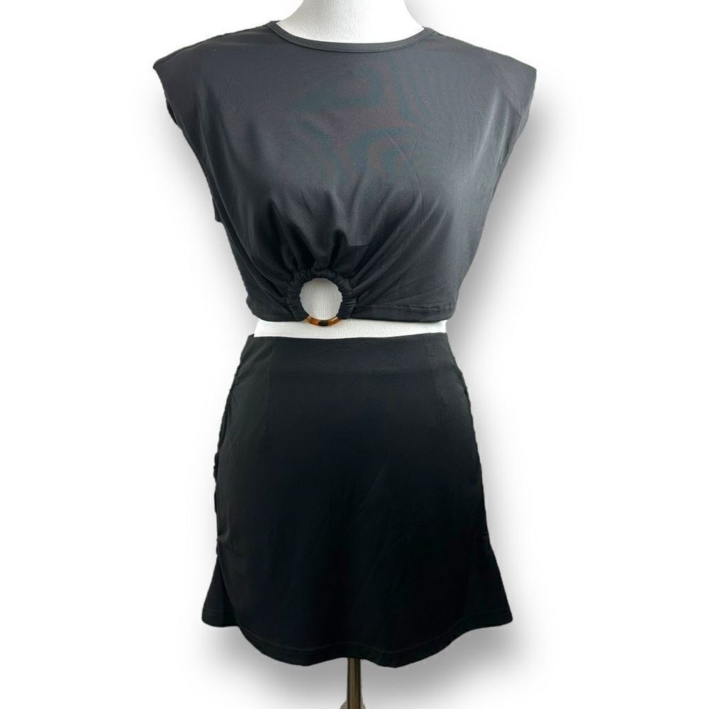 Hansen & Gretel Women's L Loco Tortoise Shell Ring Cutout‎ Tee Mini Skirt Set